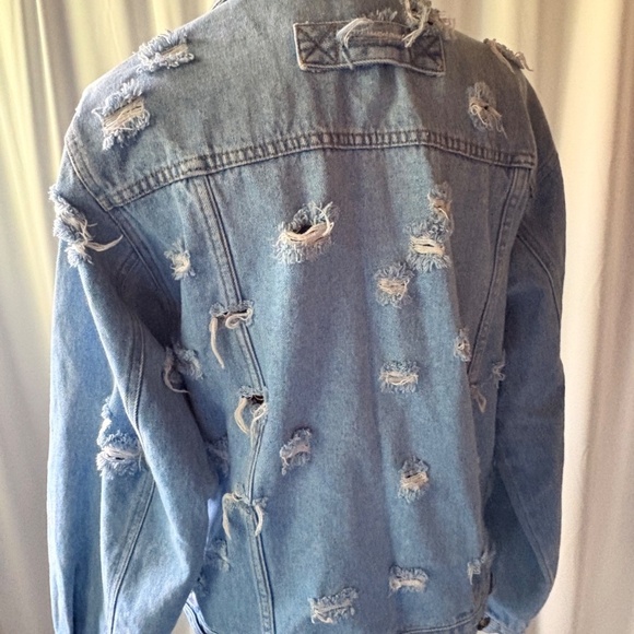 Furst of a Kind Women's Distressed Denm Jacket - "Flying Circus" Medium - Picture 12 of 16